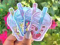 Image 1 of Choose Your Flavor Boba Drink Holographic Die-Cut Stickers