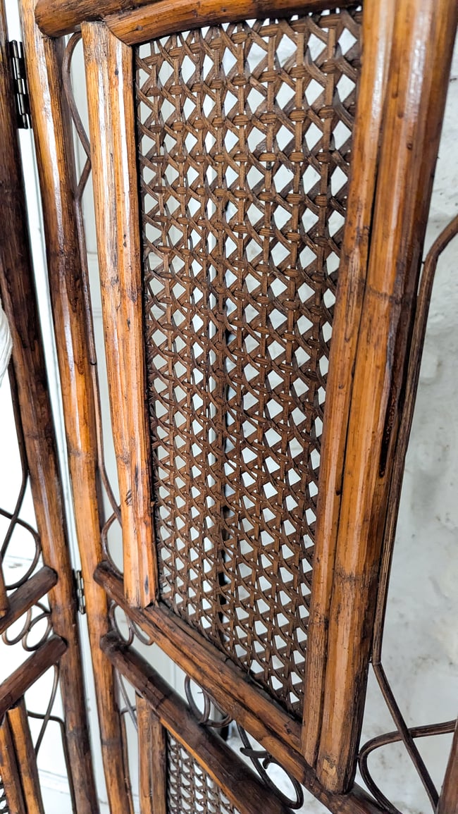Paravent cannage et rotin