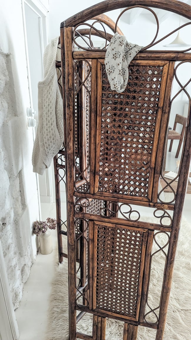 Paravent cannage et rotin