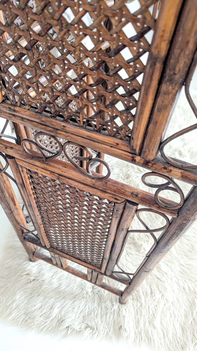 Paravent cannage et rotin