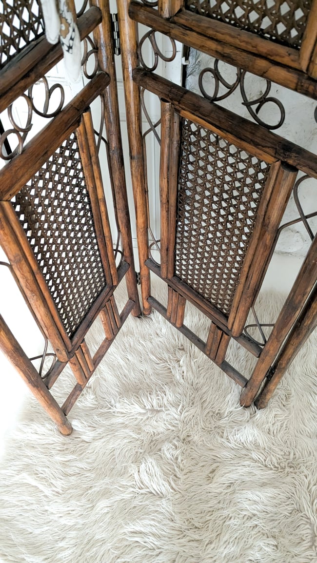 Paravent cannage et rotin