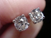 Image 1 of EDWARDIAN PLATINUM 1.20CT  OLD CUT DIAMOND STUD EARRINGS PIERCED EARS