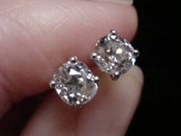 Image 2 of EDWARDIAN PLATINUM 1.20CT  OLD CUT DIAMOND STUD EARRINGS PIERCED EARS