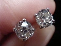 Image 3 of EDWARDIAN PLATINUM 1.20CT  OLD CUT DIAMOND STUD EARRINGS PIERCED EARS