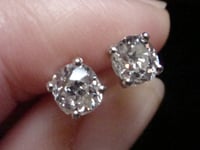 Image 5 of EDWARDIAN PLATINUM 1.20CT  OLD CUT DIAMOND STUD EARRINGS PIERCED EARS
