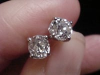 Image 8 of EDWARDIAN PLATINUM 1.20CT  OLD CUT DIAMOND STUD EARRINGS PIERCED EARS