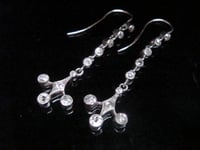 Image 1 of EDWARDIAN PLATINUM OLD CUT DIAMOND 1.10ct DROP EARRINGS PIERCED EARS