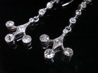 Image 2 of EDWARDIAN PLATINUM OLD CUT DIAMOND 1.10ct DROP EARRINGS PIERCED EARS