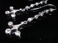 Image 6 of EDWARDIAN PLATINUM OLD CUT DIAMOND 1.10ct DROP EARRINGS PIERCED EARS