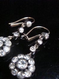 Image 2 of EDWARDIAN 18CT SILVER  OLD CUT DIAMOND 1.80ct DROP EARRINGS PIERCED EARS