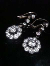 Image 3 of EDWARDIAN 18CT SILVER  OLD CUT DIAMOND 1.80ct DROP EARRINGS PIERCED EARS