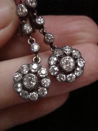 Image 6 of EDWARDIAN 18CT SILVER  OLD CUT DIAMOND 1.80ct DROP EARRINGS PIERCED EARS