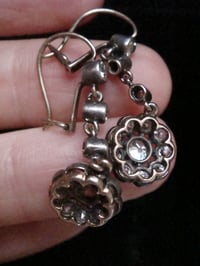 Image 7 of EDWARDIAN 18CT SILVER  OLD CUT DIAMOND 1.80ct DROP EARRINGS PIERCED EARS