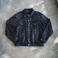 Image 1 of Vintage Black Leather Trucker Jacket