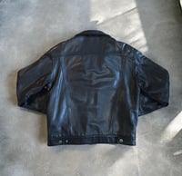Image 2 of Vintage Black Leather Trucker Jacket