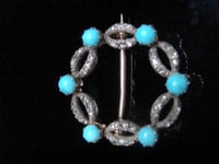 Image 3 of ORIGINAL EDWARDIAN 18CT  AND SILVER TURQUOISE DIAMOND BROOCH 3.7G