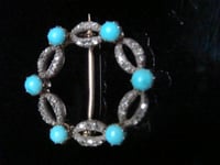 Image 4 of ORIGINAL EDWARDIAN 18CT  AND SILVER TURQUOISE DIAMOND BROOCH 3.7G