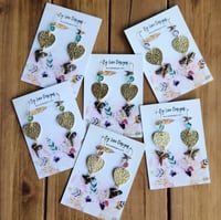 Image 1 of Hearts and Shark Teeth Dangle Earrings