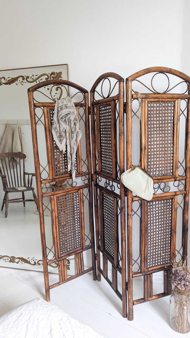 Paravent cannage et rotin