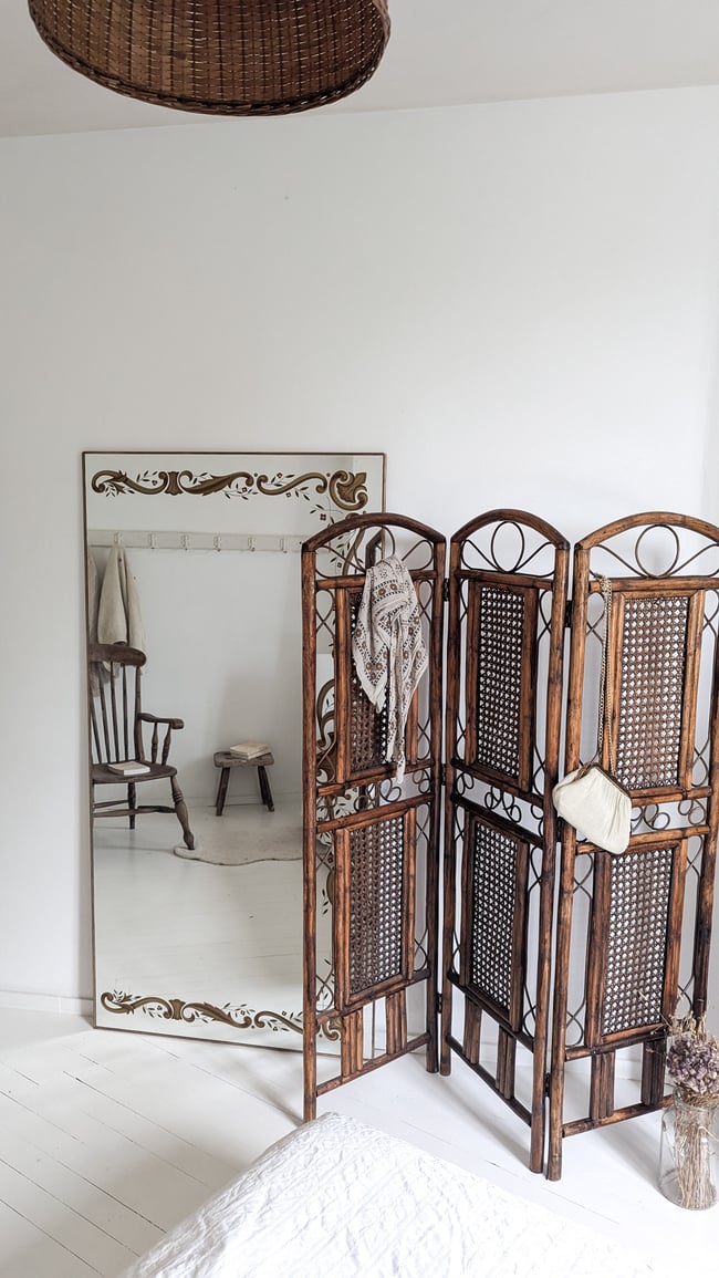 Paravent cannage et rotin