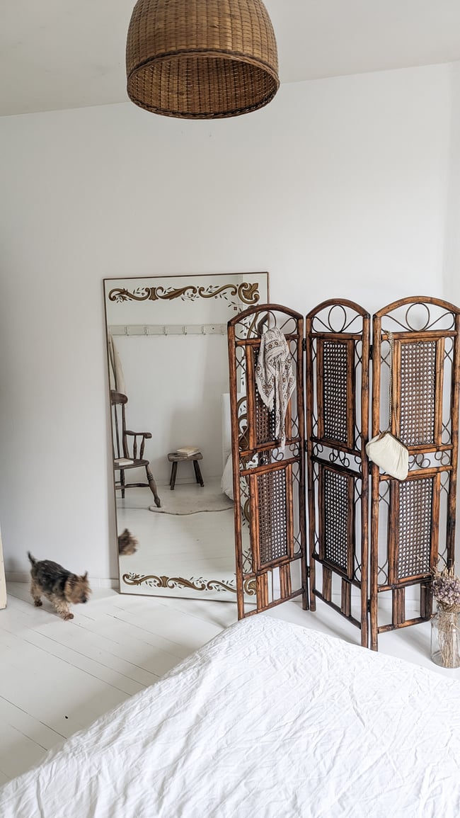 Paravent cannage et rotin