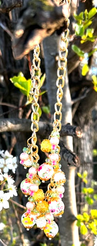 Image 4 of Flower & Rhinestone Chunky Gold Chain Necklace 