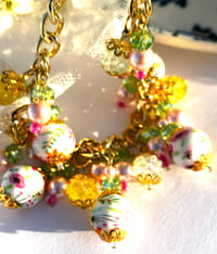 Image 3 of Flower & Rhinestone Chunky Gold Chain Necklace 