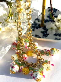 Image 5 of Flower & Rhinestone Chunky Gold Chain Necklace 