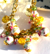 Image 2 of Flower & Rhinestone Chunky Gold Chain Necklace 