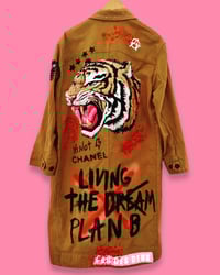 Image 3 of PLAN B ¥ DENIM COAT UPCYCLED  ¥ UNISEX ¥ VINTAGE TRENCHCOAT ¥ IBIZA¥ HANDPAINTED