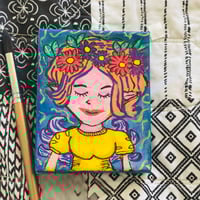 Image 3 of 4x6 mini Acrylic Stretched Canvas Painting Fairy In A Yellow Dress 
