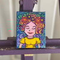 Image 4 of 4x6 mini Acrylic Stretched Canvas Painting Fairy In A Yellow Dress 