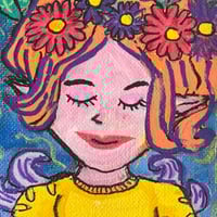 Image 5 of 4x6 mini Acrylic Stretched Canvas Painting Fairy In A Yellow Dress 