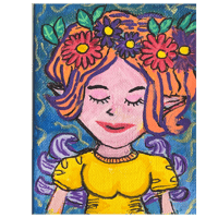 Image 2 of 4x6 mini Acrylic Stretched Canvas Painting Fairy In A Yellow Dress 