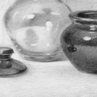 Image 2 of Still life. graphite drawing in frame, 28x28 cm, 2024