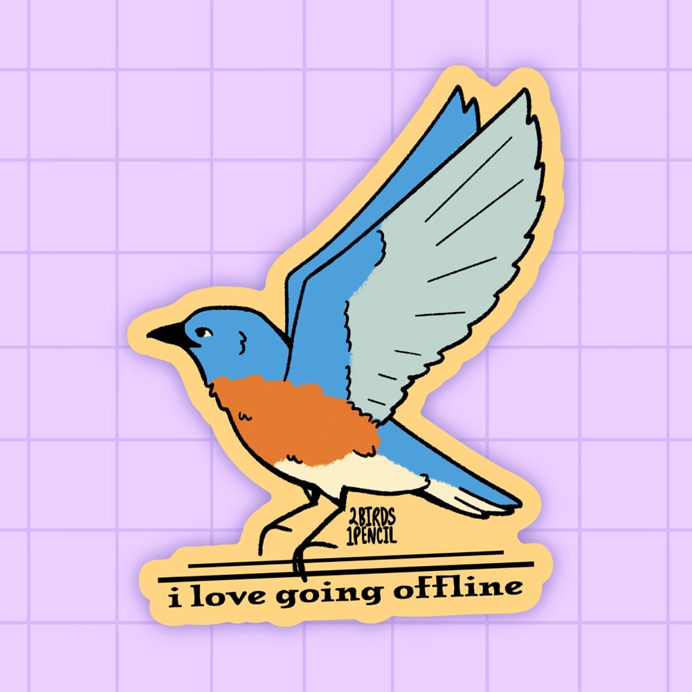 Image of Eastern bluebird going offline vinyl sticker