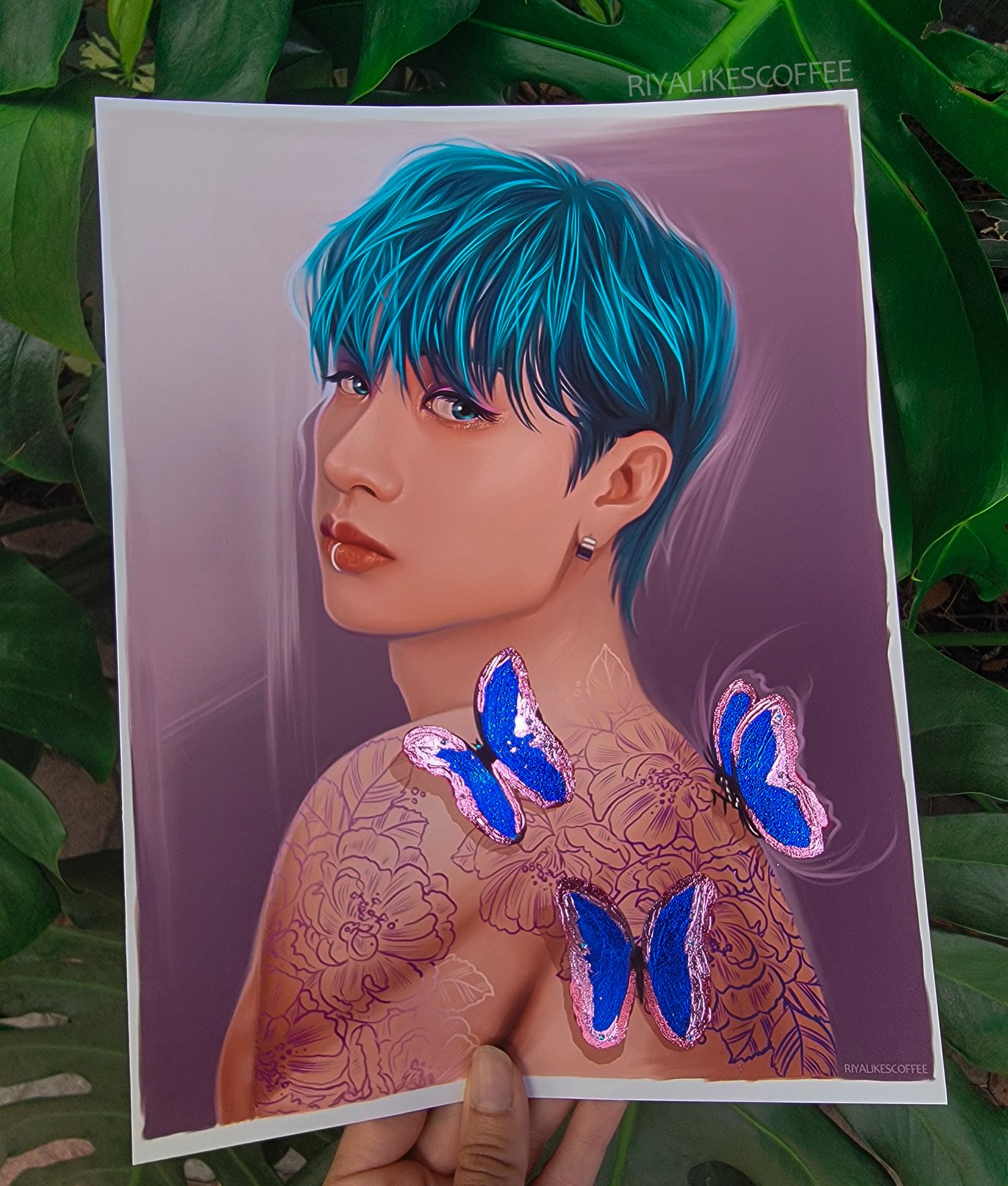 "Metallic Butterflies" Art Print With Metallic Foil Details 8.5 x 11