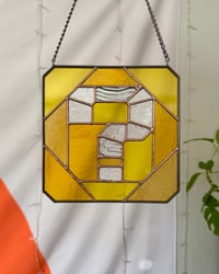 Image 1 of Tipper Question Block Stained Glass Suncatcher