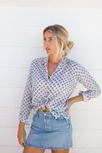 Image 2 of Boyfriend Shirt Blue/Sand Pebble