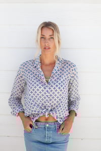 Image 1 of Boyfriend Shirt Blue/Sand Pebble