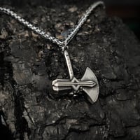 Image 3 of 👑The Armored Kingdom Stormbreaker War Axe Necklace-Bold Design-Statement Piece-Waterproof