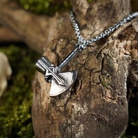 Image 5 of 👑The Armored Kingdom Stormbreaker War Axe Necklace-Bold Design-Statement Piece-Waterproof