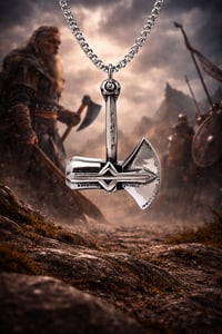 Image 1 of 👑The Armored Kingdom Stormbreaker War Axe Necklace-Bold Design-Statement Piece-Waterproof