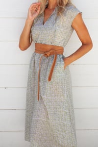 Image 2 of Short Sleeve Long Dress in Olive Star