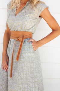 Image 4 of Short Sleeve Long Dress in Olive Star