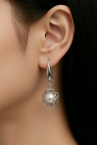 WHITE IMITATION PEARL SILVER DROP EARRING