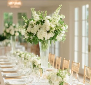 Image of Glass Trumpet Vases Ribbed Design Clear - Flower Centerpieces for Events 32"