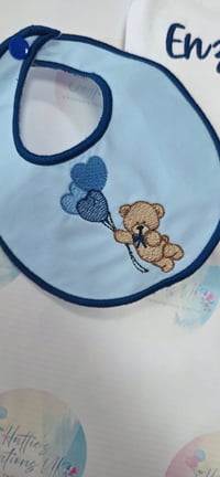 Image 2 of Personalised Baby Grow & Bib Set – Teddy & Balloon Design