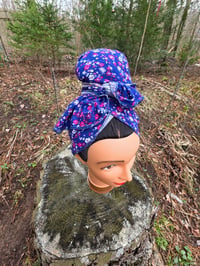 Image 2 of Soft Cotton Rectangular Headscarf in Blue Ditzy Floral 