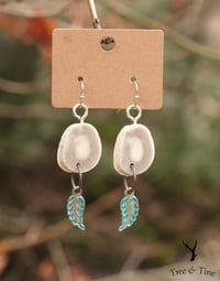 Image 2 of Turquoise Leaf Pendant Antler Slab Earrings